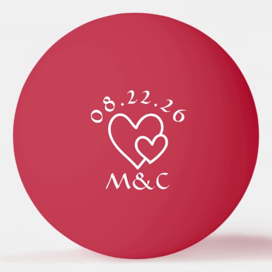 Rode Monogram bruiloft Pingpongballen (Voorkant)