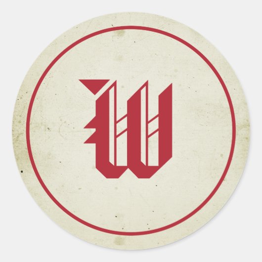 rode monogram envelop afdichting ronde sticker (Voorkant)