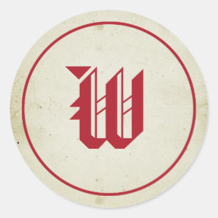 rode monogram envelop afdichting ronde sticker