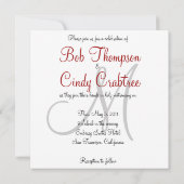 Rode Monogram met Black Bar Uitnodiging voor het H (Achterkant)