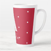 Rode monogram naam Polka Dots Pattern Latte Mok (Rechts)
