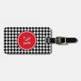 Rode monogram voor zwart-wit bagagelabel