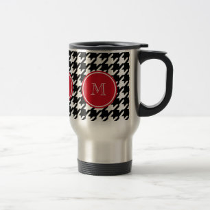 Rode monogram voor zwart-wit reisbeker