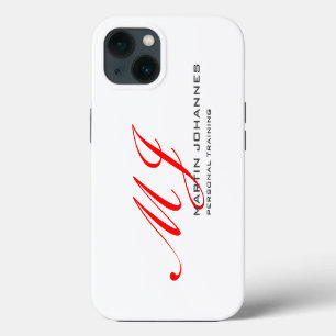 Rode Monogram Witte Grijze Personal Trainer Modern iPhone 13 Hoesje