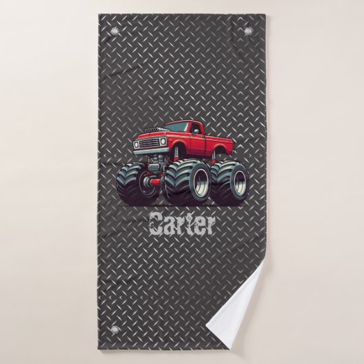Rode monsterwagen badhanddoek (Badhanddoek)