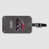 Rode monsterwagen bagagelabel (Voorkant (horizontaal))