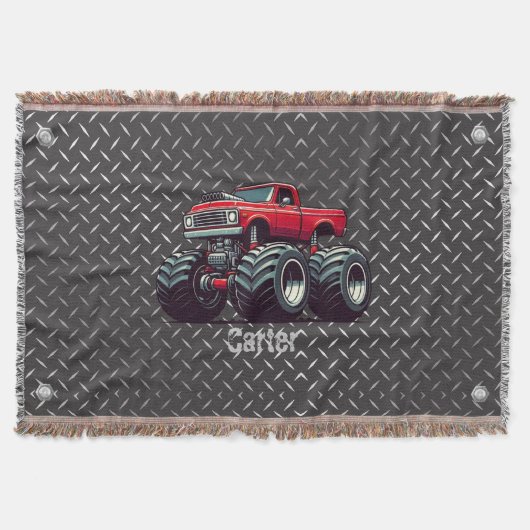 Rode monsterwagen deken (Voorkant)