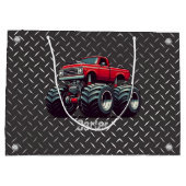 Rode monsterwagen groot cadeauzakje (Achterkant)