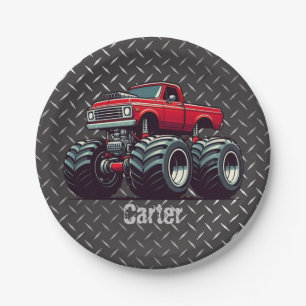 Rode monsterwagen papieren bordje