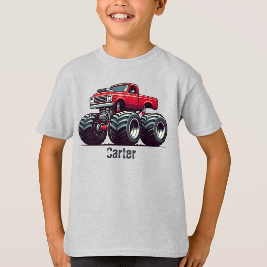 Rode monsterwagen t-shirt (Voorkant)