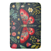 Rode mot in de nachttuin badmat (Voorkant Verticaal)