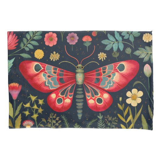 Rode mot in de nachttuin kussensloop (Voorkant)