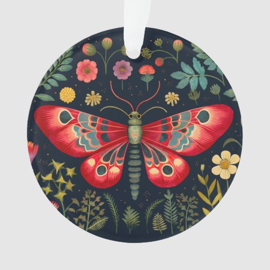 Rode mot in de nachttuin ornament (voorkant)