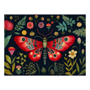 Rode mot in de nachttuin perfect poster
