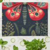 Rode mot in de nachttuin theedoek (Gevouwen)