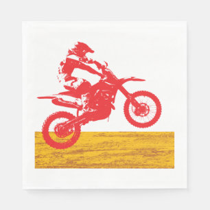Rode Motocross Dirt Bike Rijder Silhouet Servet