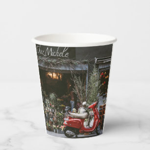 rode motor scooter papieren bekers