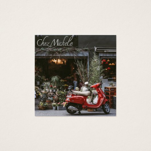  rode motor scooter vierkante visitekaartjes (Voorkant)