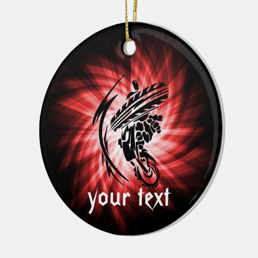 Rode Motorcross Keramisch Ornament (Links)