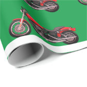 Rode motorfietsen op groene kerst cadeaupapier (Rol Hoek)