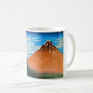 Rode Mount Fuji, Hokusai, Ukiyo-e Koffiemok