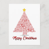 Rode MTB Fiets Kerstboom Vrolijk Kerstfeest Briefkaart (Voorkant)