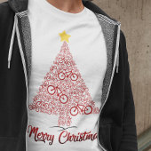 Rode MTB Fiets Kerstboom Vrolijk Kerstfeest T-shirt