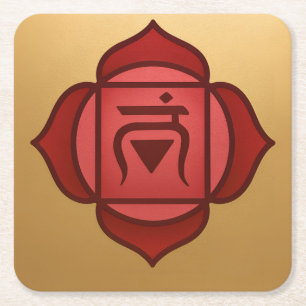Rode Muladhara Wortel Chakra Gouden Onderzetter Se