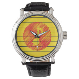 Rode muzieknoot horloge
