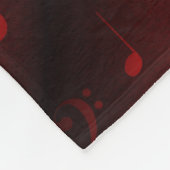 rode muzieknoten fleece deken (Hoek)