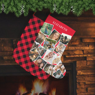 Rode naam Foto Collage Grote kerststaart Kerstsok