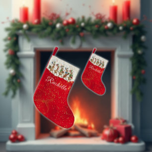 Rode Naam Marcherende Excentrieke Kerstherten Kleine Kerstsok