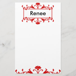 Rode naam of  monogram briefpapier