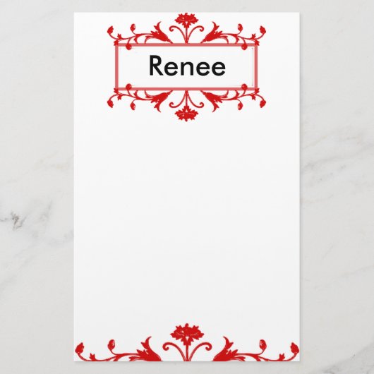 Rode naam of  monogram briefpapier (Voorkant)
