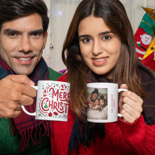 Rode namaakfolie Kerstmis Vakantie Foto Koffiemok