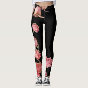 Rode natuurlijke rozen op doorzichtige achtergrond leggings