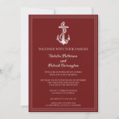 Rode Nautical Anchor Wedding Invitation Kaart (Voorkant)