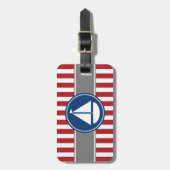 Rode Nautical Sailboat Stripes Bagagelabel (Voorkant verticaal)