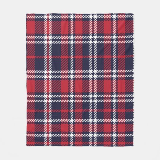 Rode Navy asymmetrische geruite textuur Fleece Deken (Voorkant)