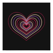 Rode Neon Hart Muurkunst Poster