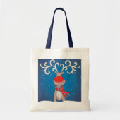 Rode neus groot gewei rendier kersttas tote bag (Voorkant)