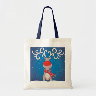 Rode neus groot gewei rendier kersttas tote bag