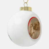 Rode Neus Pitbull Witte Kerstbomen Keramische Bal Ornament (Links)
