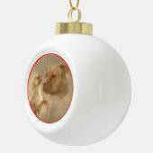 Rode Neus Pitbull Witte Kerstbomen Keramische Bal Ornament (Rechts)