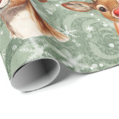 Rode neus Reinder Decoupage Damask Cadeaupapier (Rol Hoek)