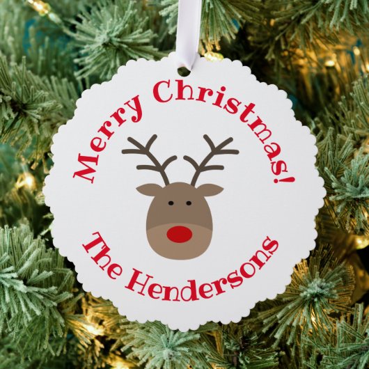 Rode neus rendier Papier Kerst Ornament Kaart (Insitu (Drie))