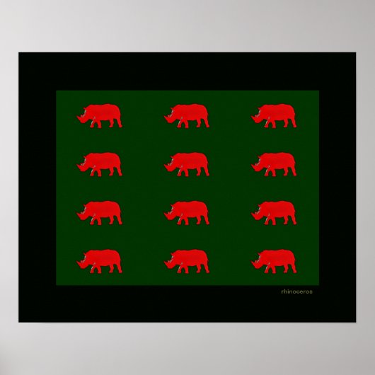 rode neushoorns poster (Voorkant)