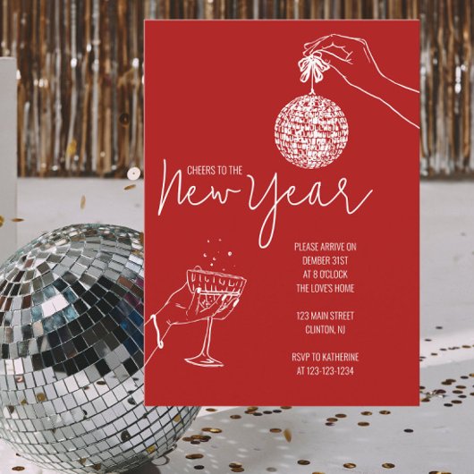 rode nieuwjaarsfeest kaart