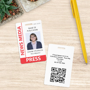 Rode Nieuws Media Pers Foto Badge