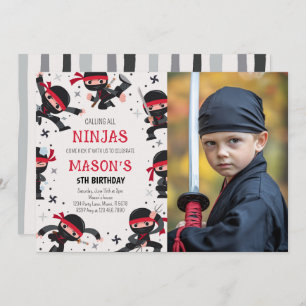 Rode Ninja Warrior Martial Arts Verjaardagsfoto Kaart